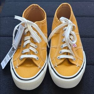 Superga Mustard Canvas Sneakers with White Laces Size 6 1/2 women’s